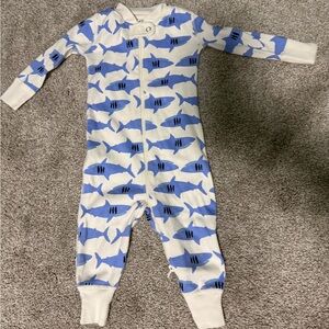 Hanna Andersson Blue Shark Print Kids One-Piece Footie